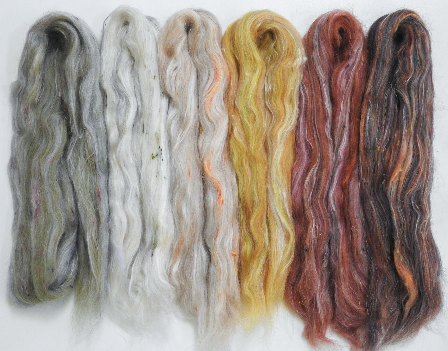 Mushrooms Blend Sampler Set (3 oz) - Bfl/ Tussah Silk/ Shetland /Tweed Blend/ Mint Fiber/ FLAX (25/25/15/15/1010)