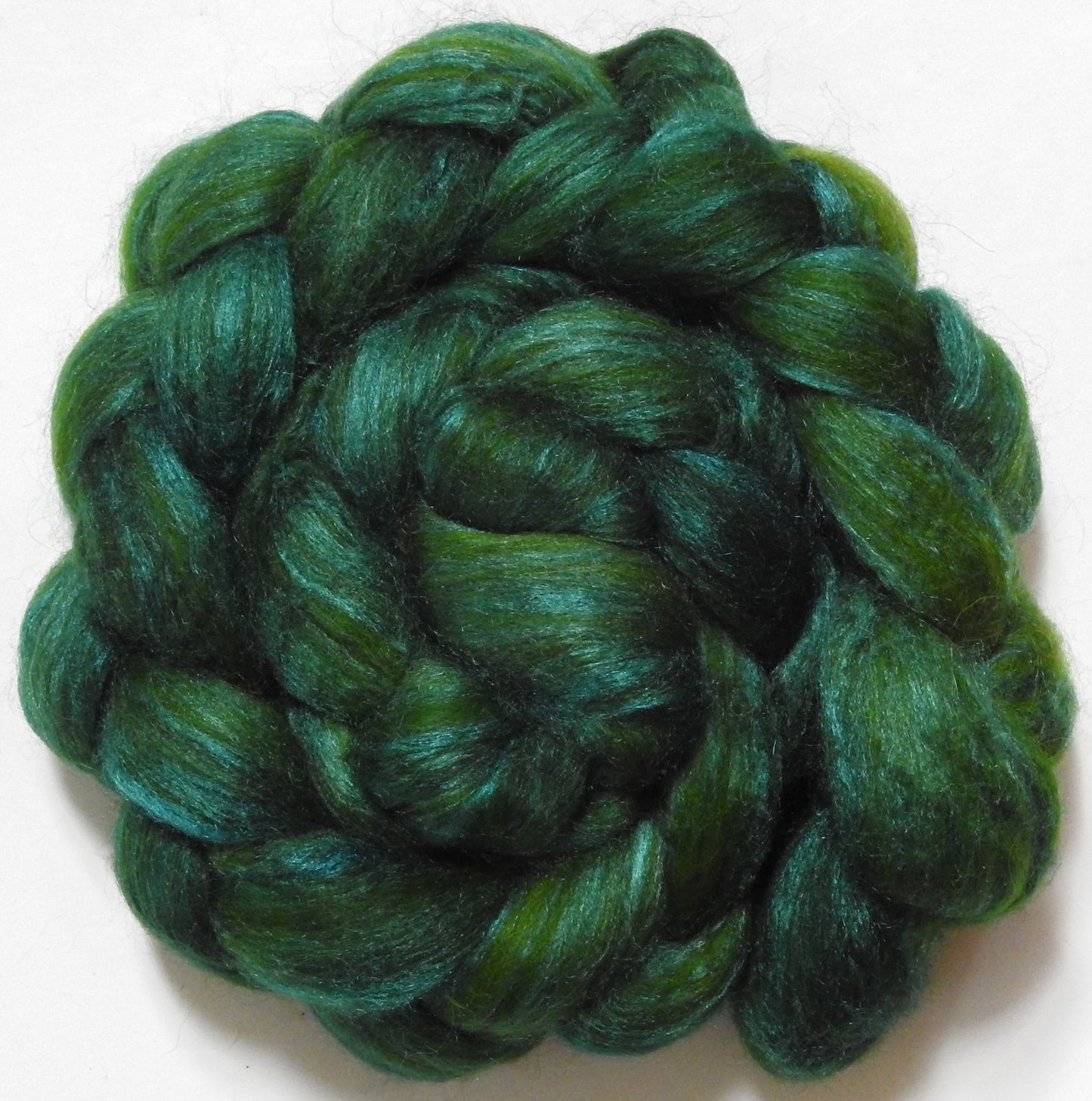 Dill Pickle (4.2 oz) - Batt in a Braid #6 - 1/3 Grey Baby Alpaca/1/3 Polwarth/ 1/3 Tussah Silk