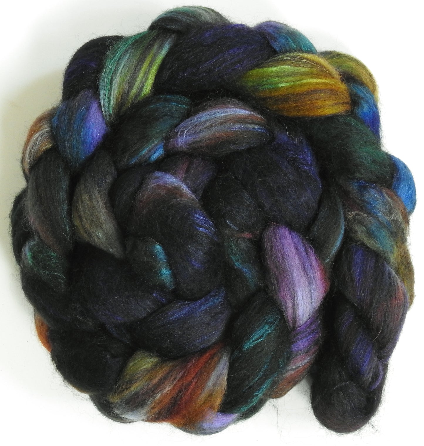 Birds of a Feather (5.2 oz) Batt in a Braid #64 (Cormo/ Grey Cashgora/ Tussah Silk (50/25/25)