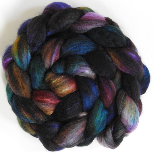 Birds of a Feather (5.2 oz) Batt in a Braid #64 (Cormo/ Grey Cashgora/ Tussah Silk (50/25/25)