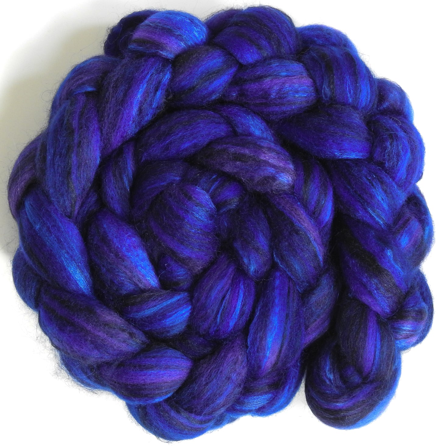 Blue Orchid (5.2 oz) Batt in a Braid #64 (Cormo/ Grey Cashgora/ Tussah Silk (50/25/25)