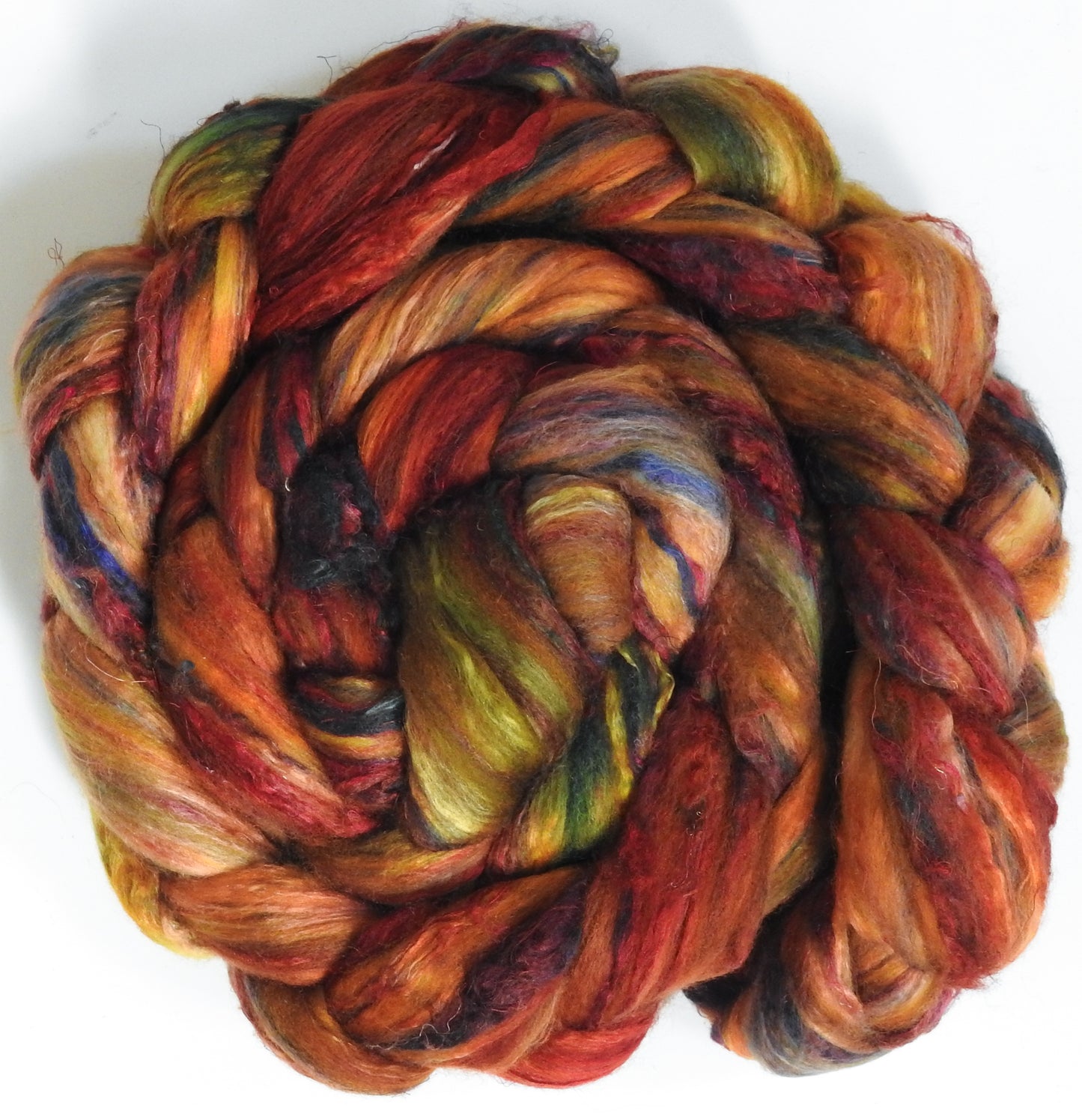 (5.7 oz) - Batt in a Braid #39 - Merino/ Mulberry Silk / Sari Silk (50/25/25)