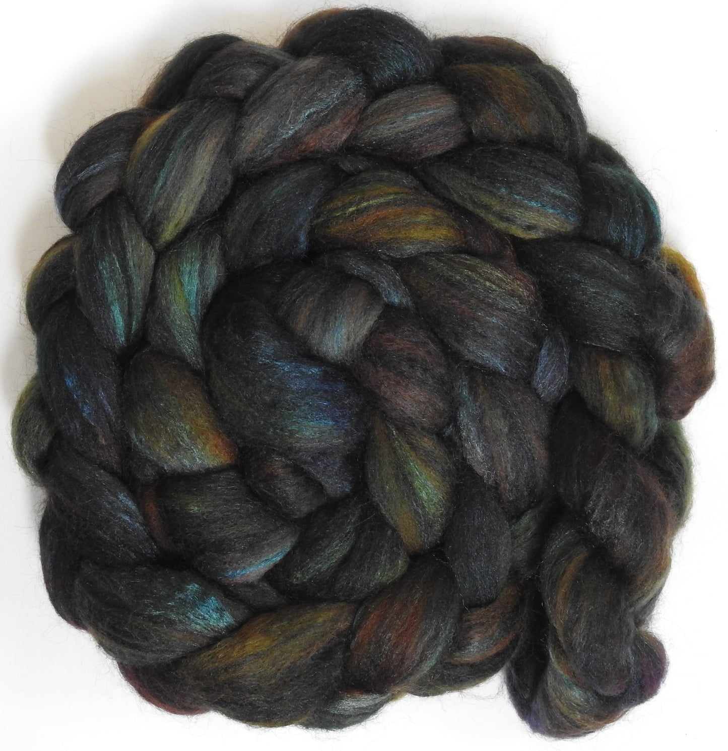 Entish (5.3 oz) Batt in a Braid #64 (Cormo/ Grey Cashgora/ Tussah Silk (50/25/25)