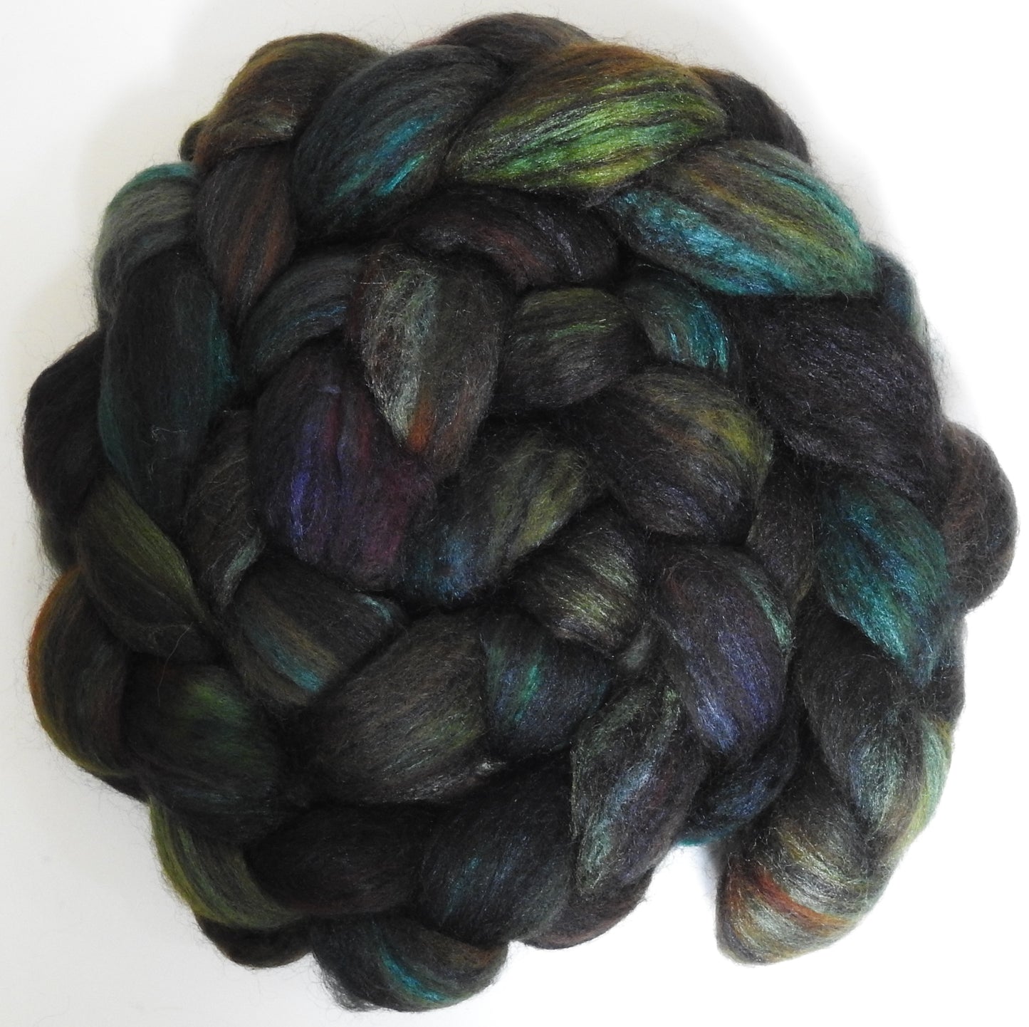 Entish (5.3 oz) Batt in a Braid #64 (Cormo/ Grey Cashgora/ Tussah Silk (50/25/25)