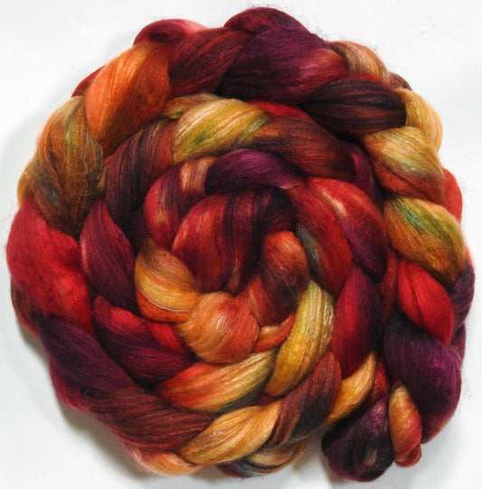 Dragon-Fire (5.6 oz) - Batt in a Braid #7 - Polwarth/ Manx / Mulberry silk/ Firestar (30/30/30/10)