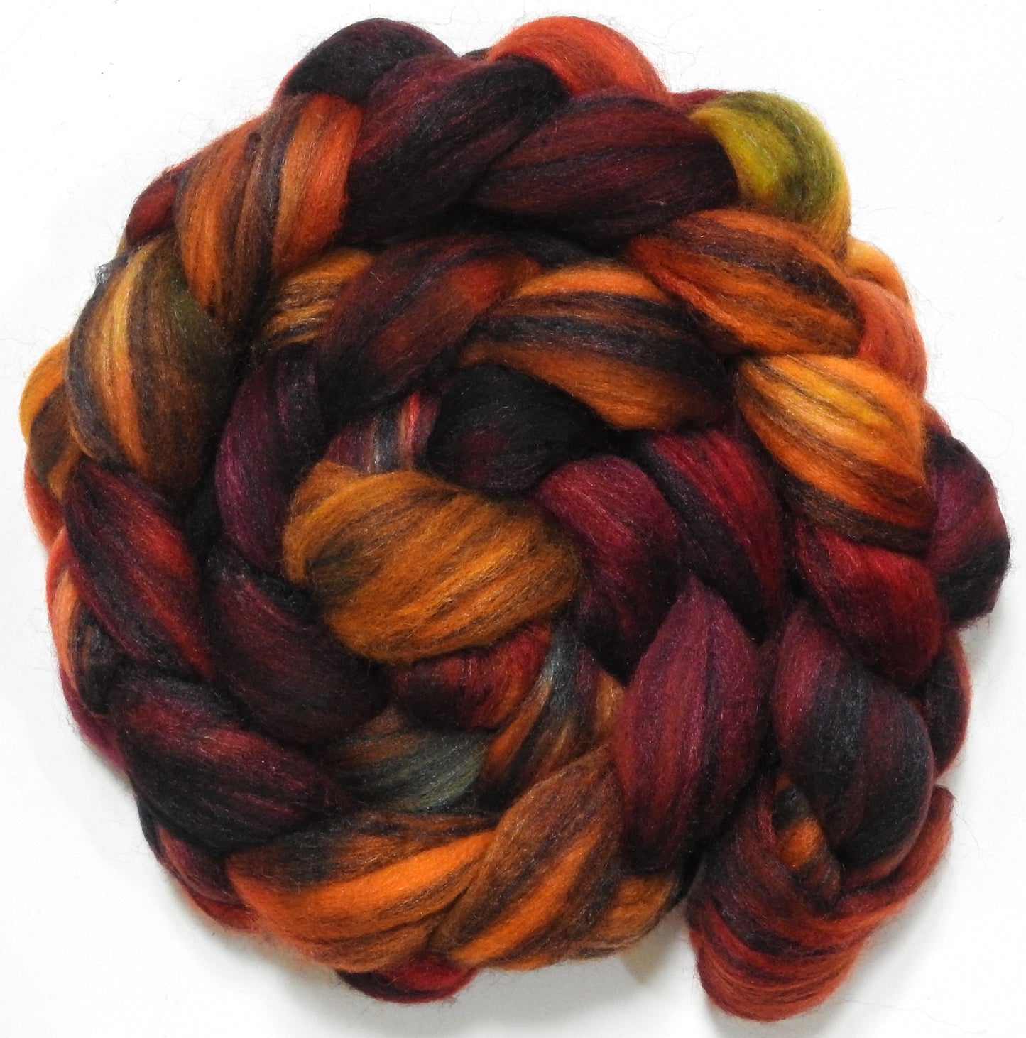 Dragon-Fire (5.8 oz) - Batt in a Braid #68 - Lt. Grey Shetland/ Falkland Merino / Black tussah silk (45/30/25)