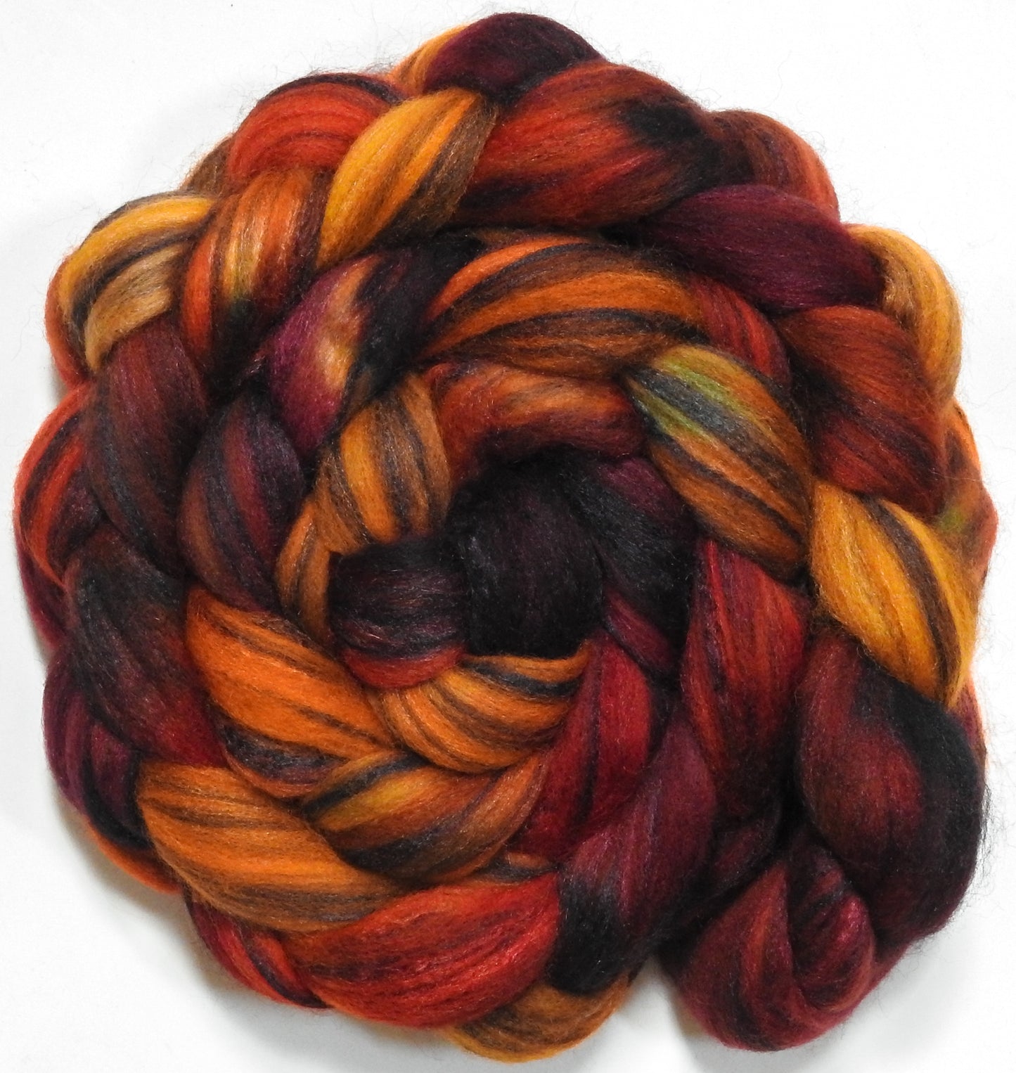 Dragon-Fire (5.8 oz) - Batt in a Braid #68 - Lt. Grey Shetland/ Falkland Merino / Black tussah silk (45/30/25)
