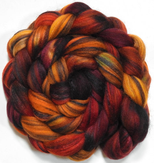 Dragon-Fire (5.8 oz) - Batt in a Braid #68 - Lt. Grey Shetland/ Falkland Merino / Black tussah silk (45/30/25)