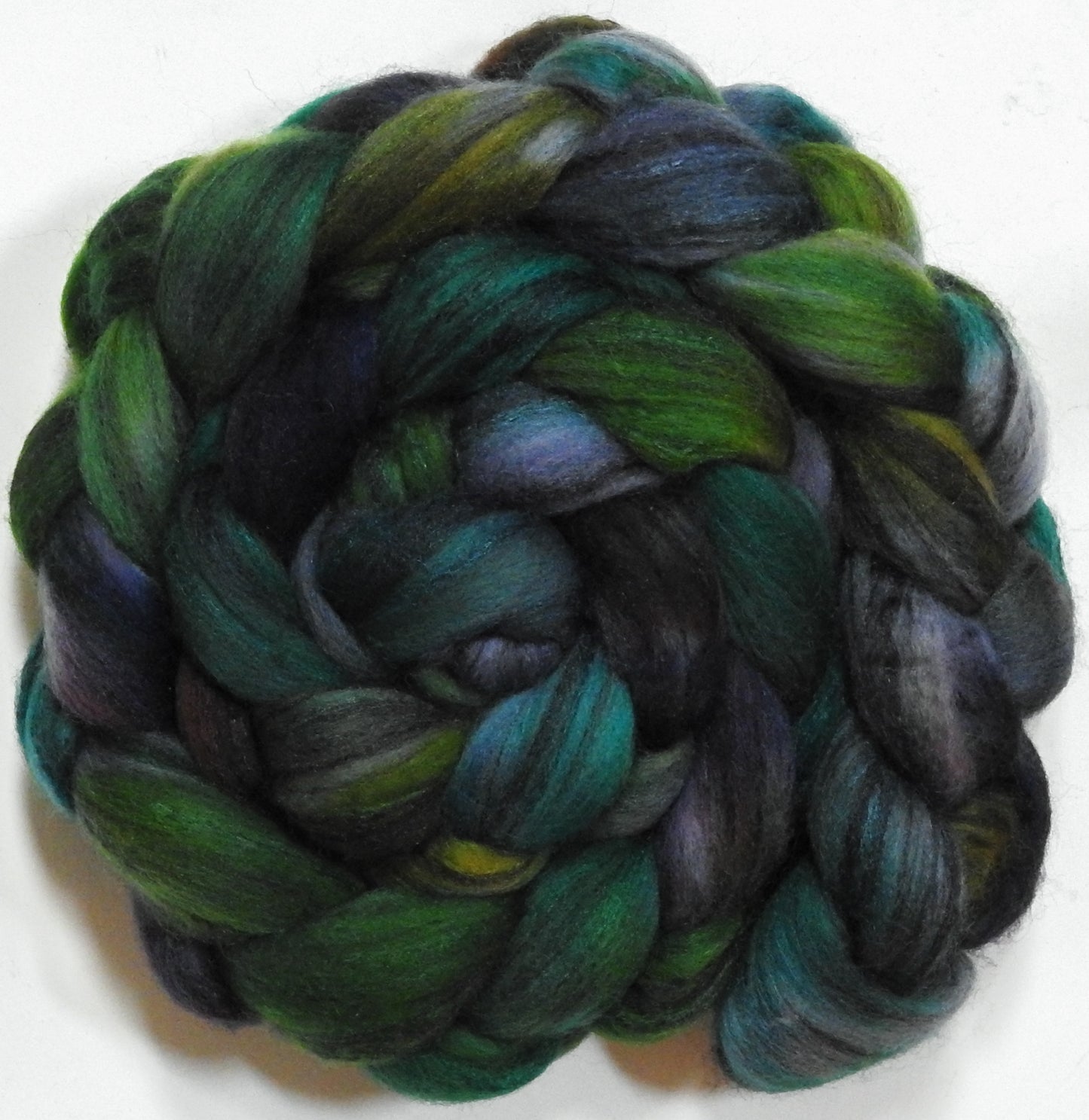 Watcher in the Water (5.7 oz) - Batt in a Braid #68 - Lt. Grey Shetland/ Falkland Merino / Black tussah silk (45/30/25)