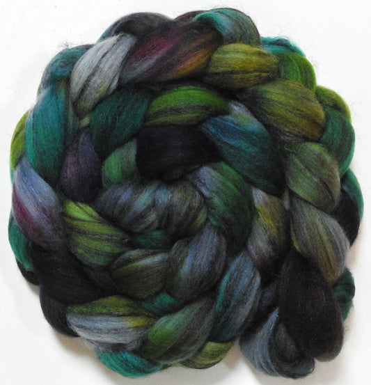 Watcher in the Water (5.7 oz) - Batt in a Braid #68 - Lt. Grey Shetland/ Falkland Merino / Black tussah silk (45/30/25)