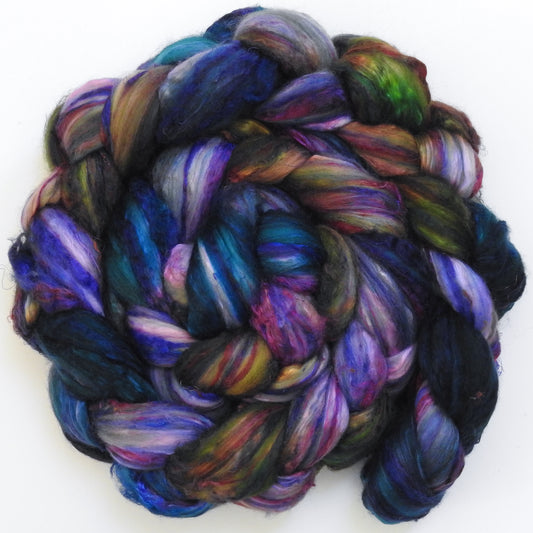 Batt in a Braid #39 - Singular 36 -(5.7 oz.)  Merino/ Mulberry Silk / Sari Silk (50/25/25)