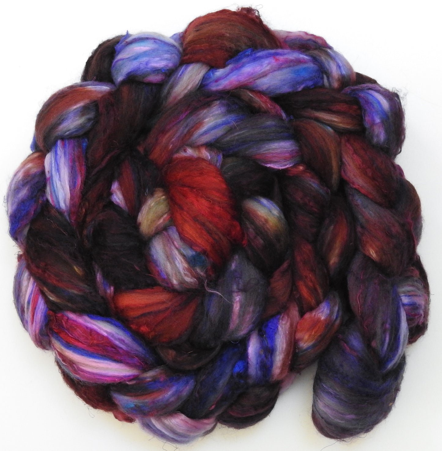 Batt in a Braid #39 - Singular 38 -(5.6 oz.)  Merino/ Mulberry Silk / Sari Silk (50/25/25)