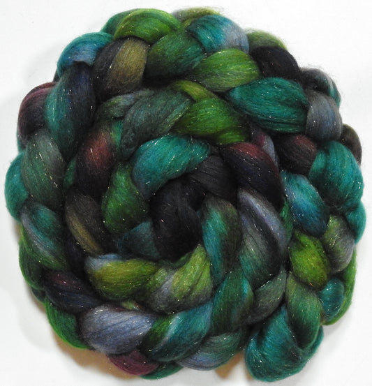 Watcher in the Water (5.6 oz) - Batt in a Braid #67 - Polwarth/Baby Camel/Tussah Silk/ Gold Stellina (40/25/25/10)