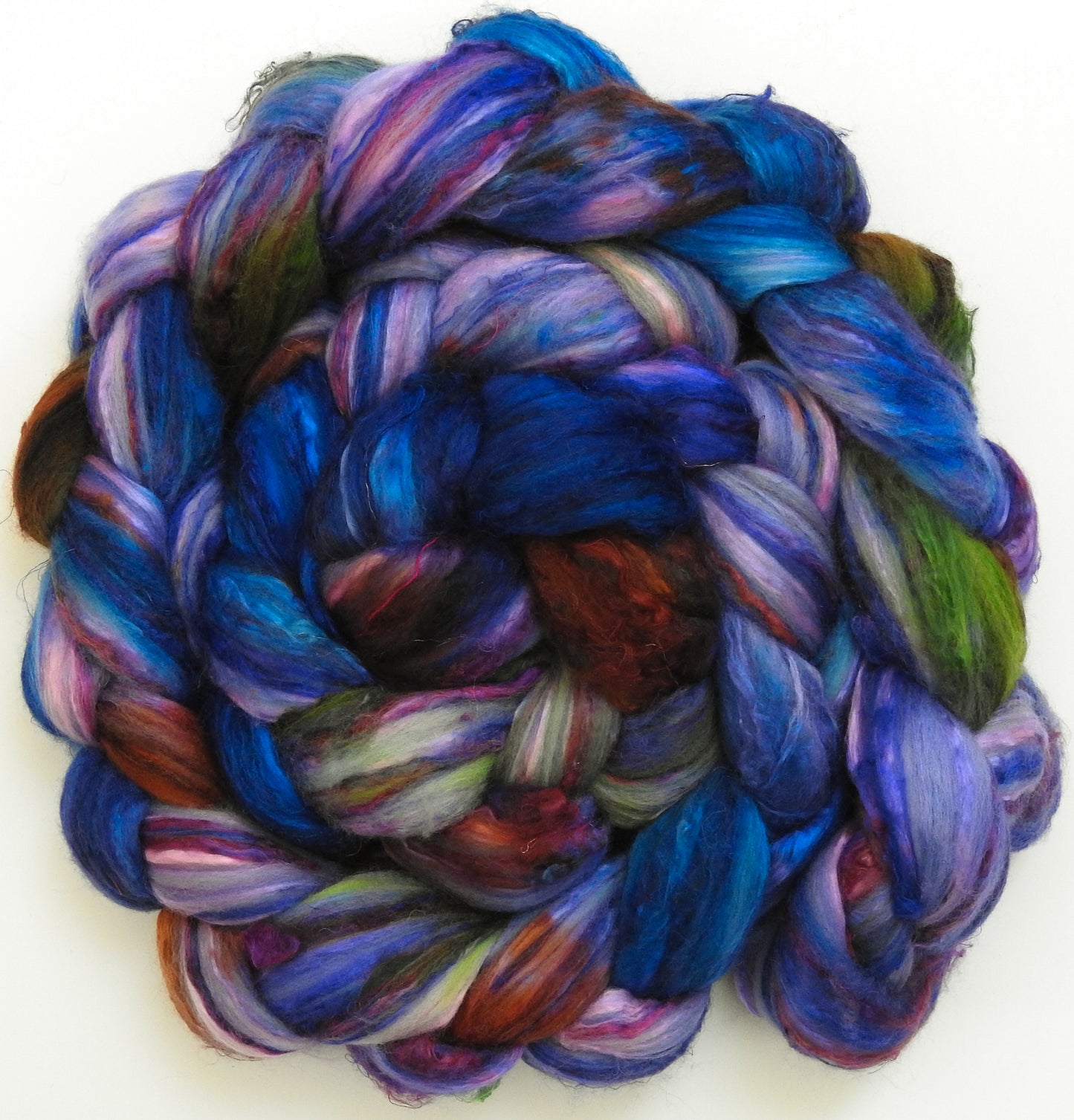 Batt in a Braid #39 - Singular 35 -(5.7 oz.)  Merino/ Mulberry Silk / Sari Silk (50/25/25)