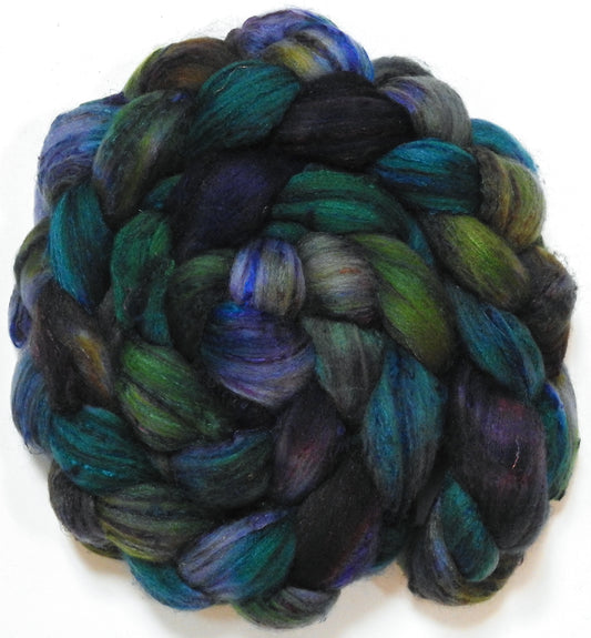 Watcher in the Water (5.6 oz) - Batt in a Braid #65 - Rambouillet/ Cormo / Sari  silk/ Tussah silk (40/25/25/10)