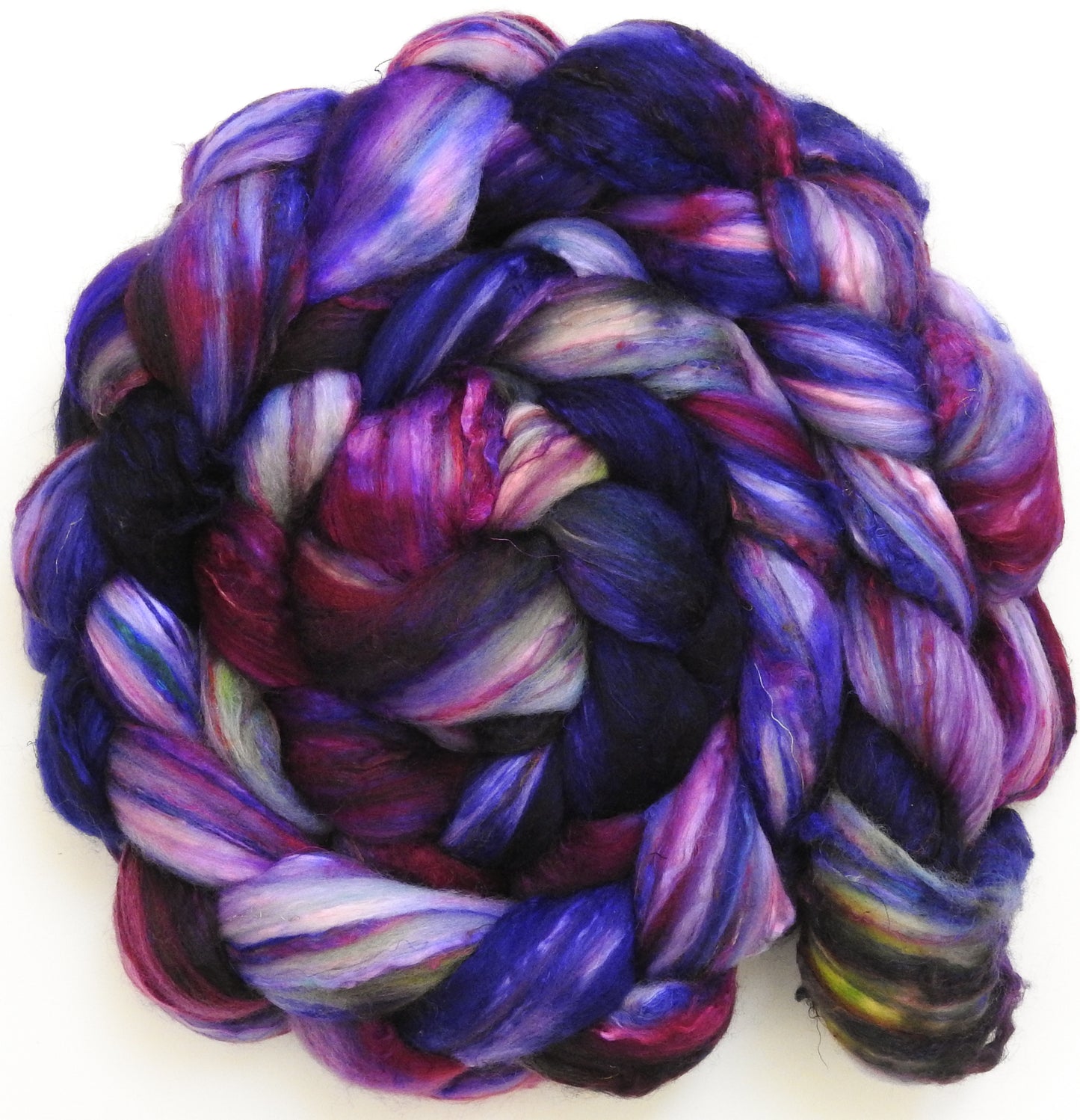 Batt in a Braid #39 - Singular 40 -(5.6 oz.)  Merino/ Mulberry Silk / Sari Silk (50/25/25)