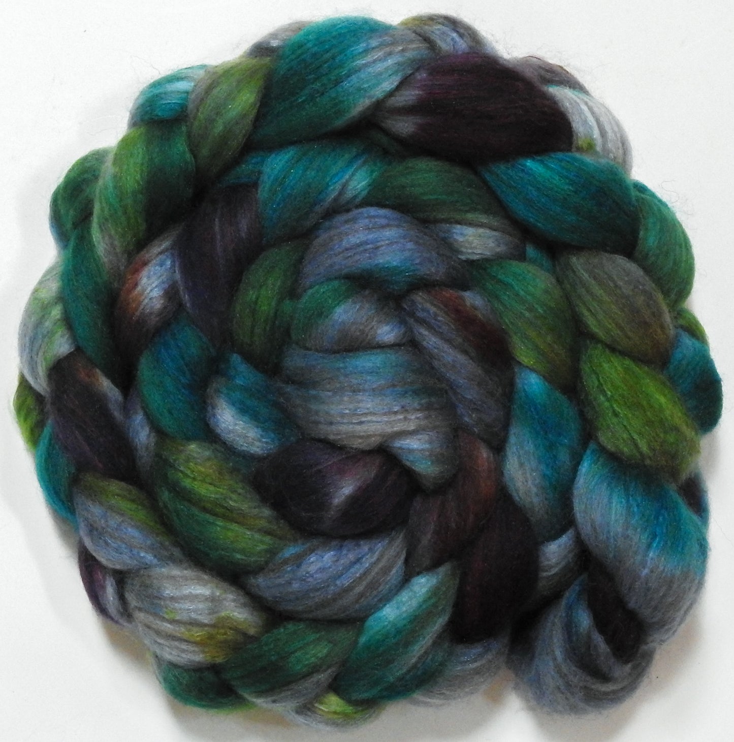 Watcher in the Water (5.6 oz) - Batt in a Braid #7 - Polwarth/ Manx / Mulberry silk/ Firestar (30/30/30/10)