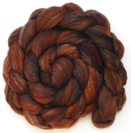 Cinnamon (5.6 oz) - Batt in a Braid #7 - Polwarth/ Manx / Mulberry silk/ Firestar (30/30/30/10)