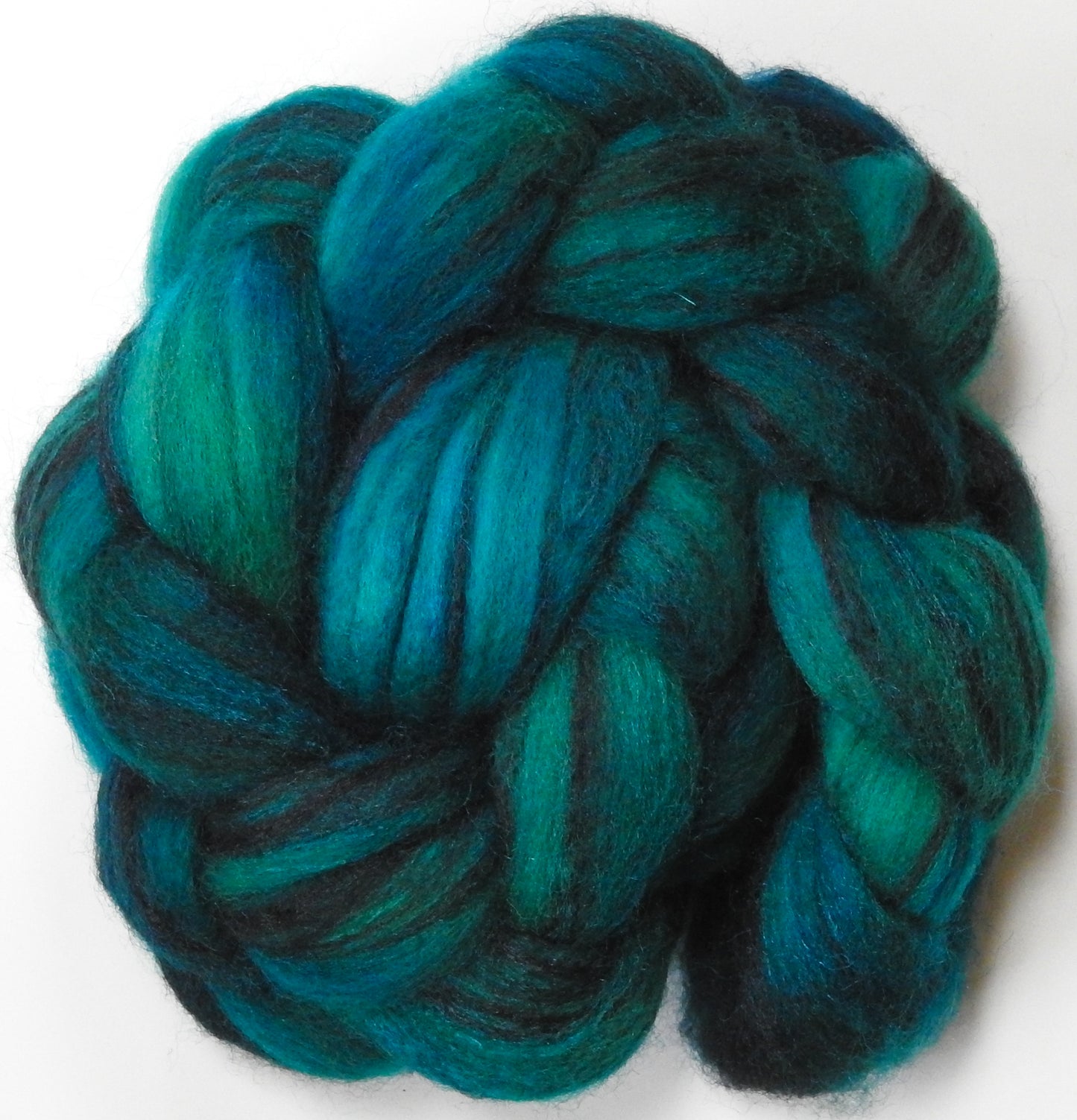 Siren (2.8 oz) - Batt in a Braid #68 - Lt. Grey Shetland/ Falkland Merino / Black tussah silk (45/30/25)
