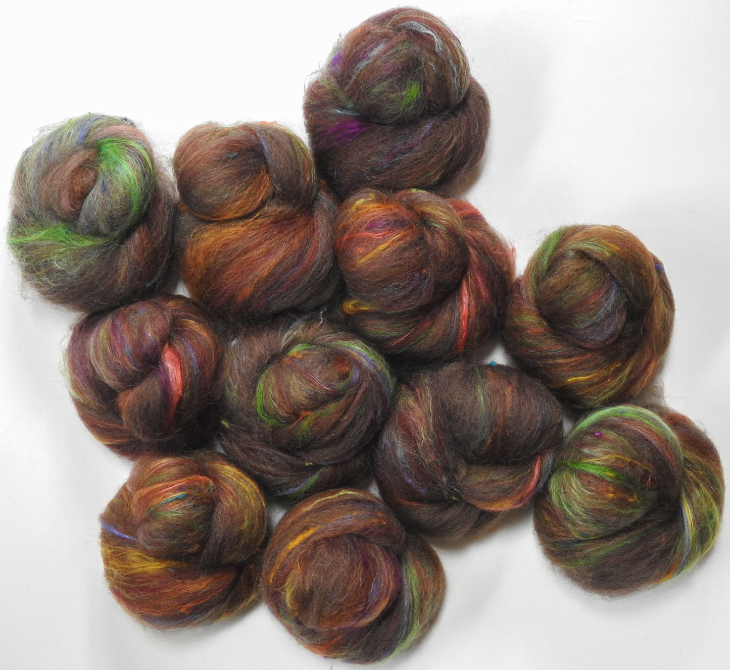 Acorns - NON-Sparkle Sticklebatts - Corriedale X Southdown fleece, polwarth, haunui top, mohair, silk, faux cashmere, silk noil