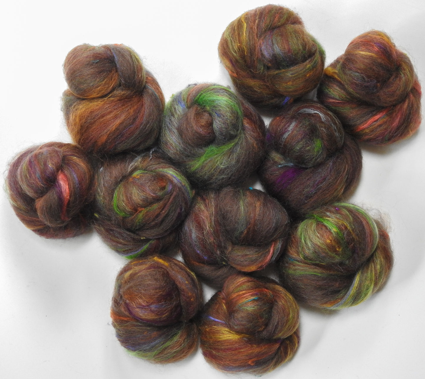 Acorns - NON-Sparkle Sticklebatts - Corriedale X Southdown fleece, polwarth, haunui top, mohair, silk, faux cashmere, silk noil