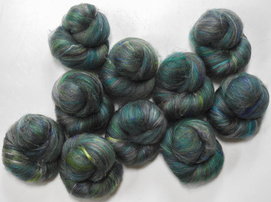 Jade - Sparkle Sticklebatts - Merino, YAK, ALPACA, Bfl, silk, sari silk, angelina