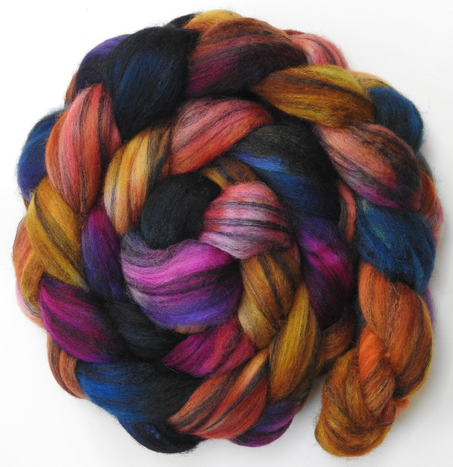 Creature Comforts (5.8 oz) - Batt in a Braid #68 - Lt. Grey Shetland/ Falkland Merino / Black tussah silk (45/30/25)