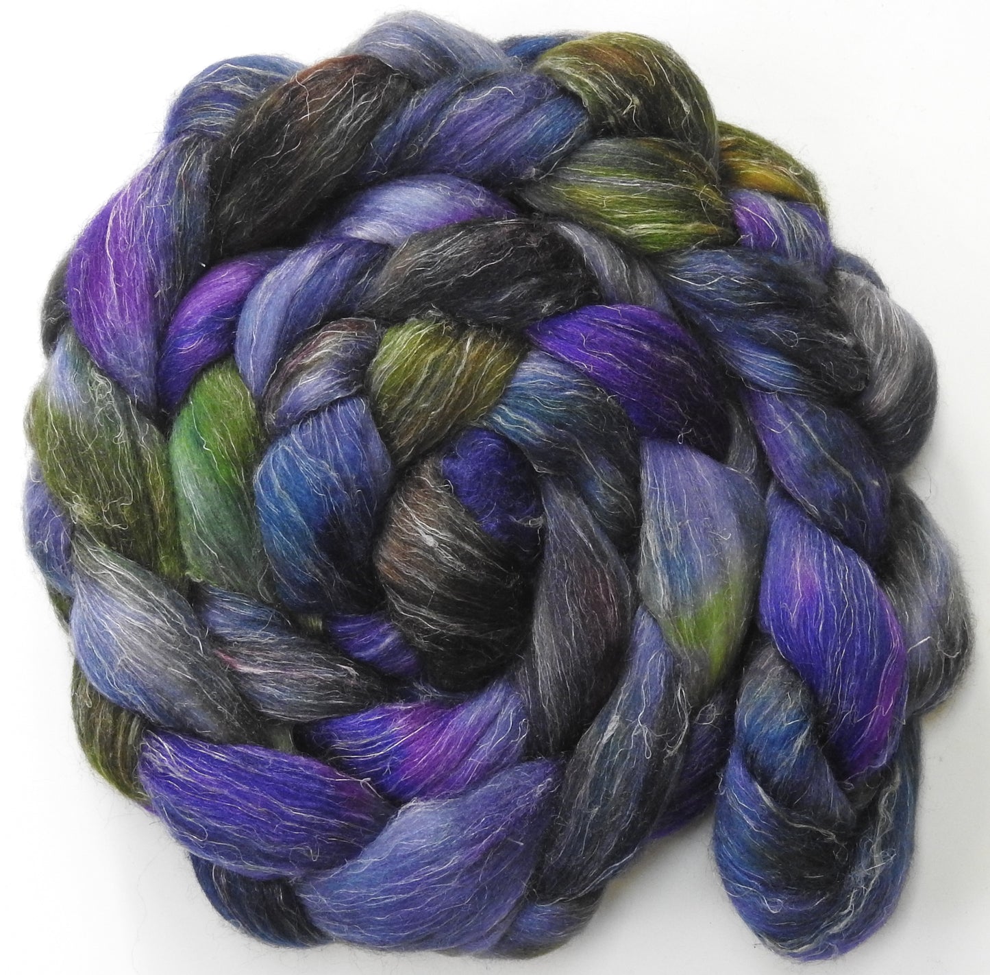 Questing Beast (5.8 oz) - Batt in a Braid #3 - Polwarth/ Tussah Silk/ Flax (50/25/25)