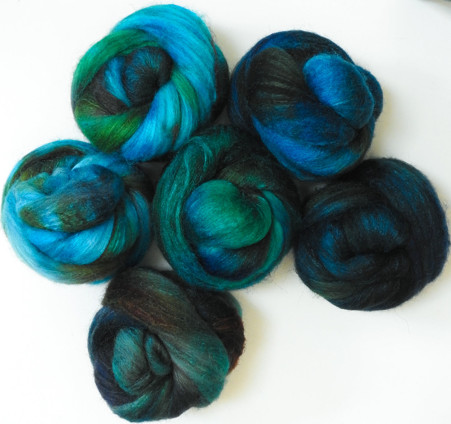 Hope Springs Eternal- Gradient Braid Set-(8.4 oz)-Batt in a Braid #27- Lt. Grey Shetland/ Falkland Merino / tussah silk (50/25/25)