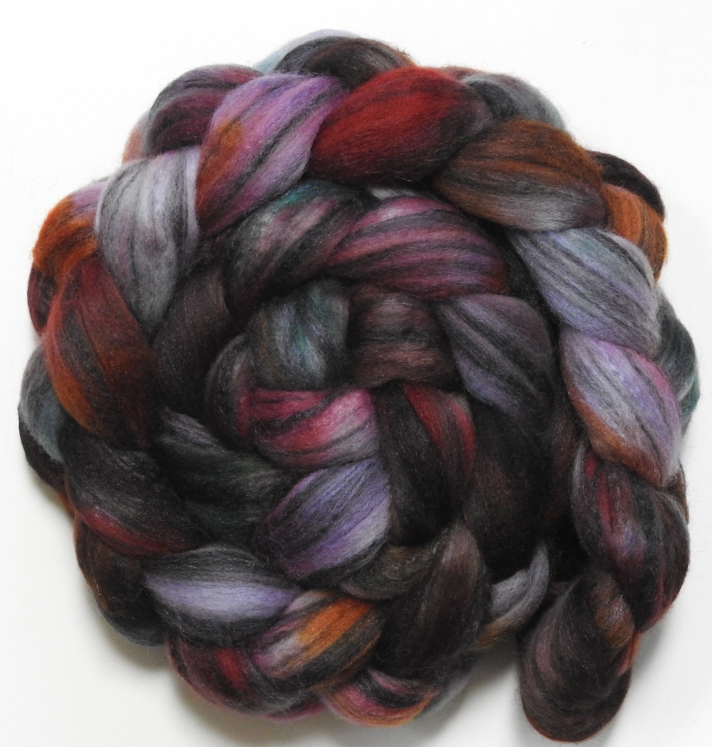 Beautiful Mess (5.8 oz) - Batt in a Braid #68 - Lt. Grey Shetland/ Falkland Merino / Black tussah silk (45/30/25)