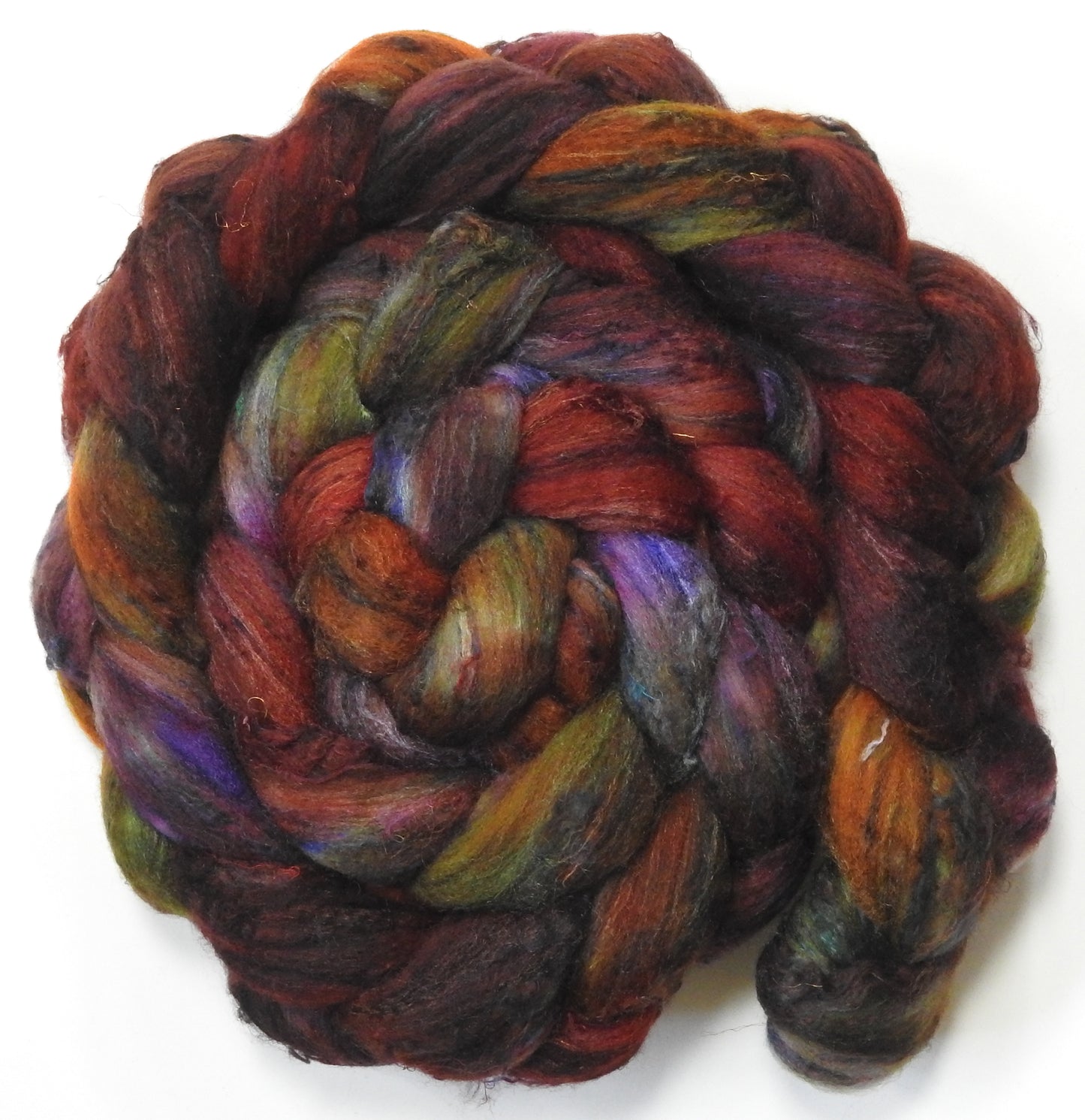 Sweater Weather (5.7 oz) - Batt in a Braid #65 - Rambouillet/ Cormo / Sari  silk/ Tussah silk (40/25/25/10)