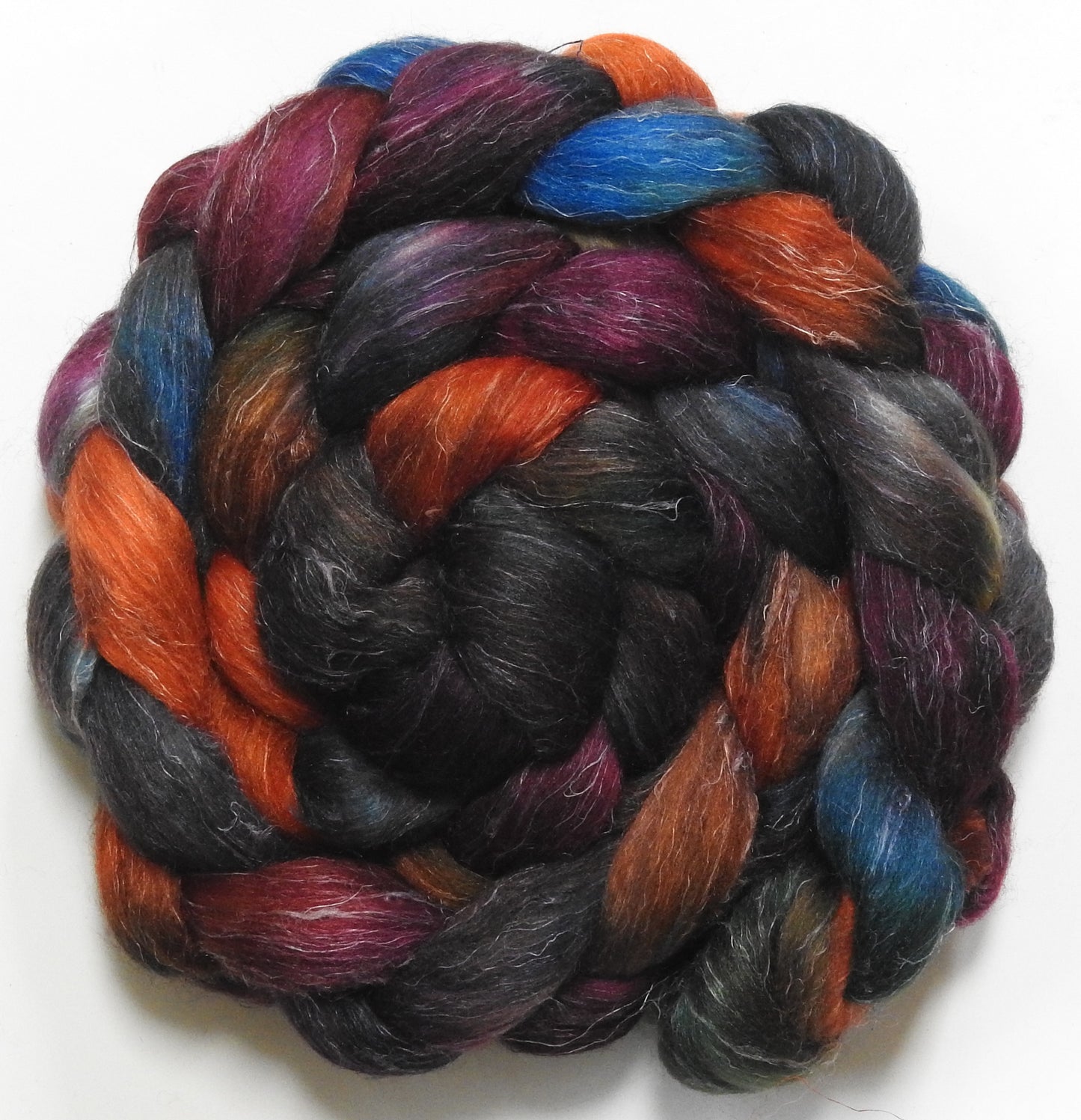 Fit as a Fiddle (5.9 oz) - Batt in a Braid #3 - Polwarth/ Tussah Silk/ Flax (50/25/25)