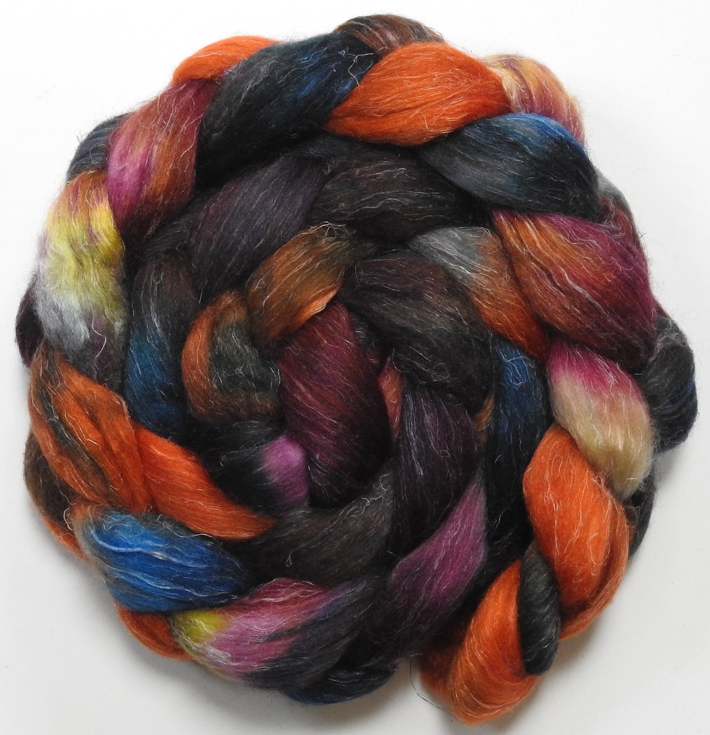 Fit as a Fiddle (5.9 oz) - Batt in a Braid #3 - Polwarth/ Tussah Silk/ Flax (50/25/25)