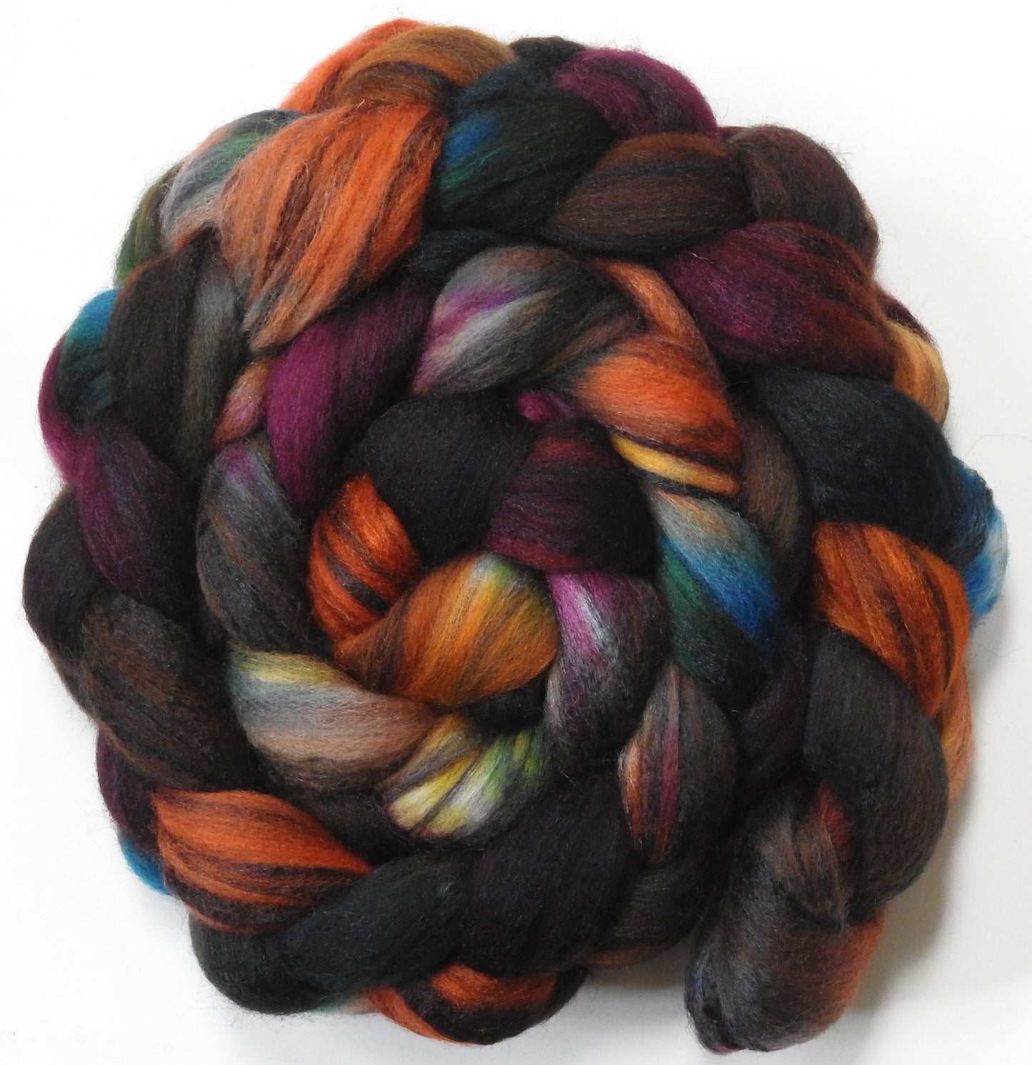 Fit as a Fiddle (5.8 oz) - Batt in a Braid #68 - Lt. Grey Shetland/ Falkland Merino / Black tussah silk (45/30/25)