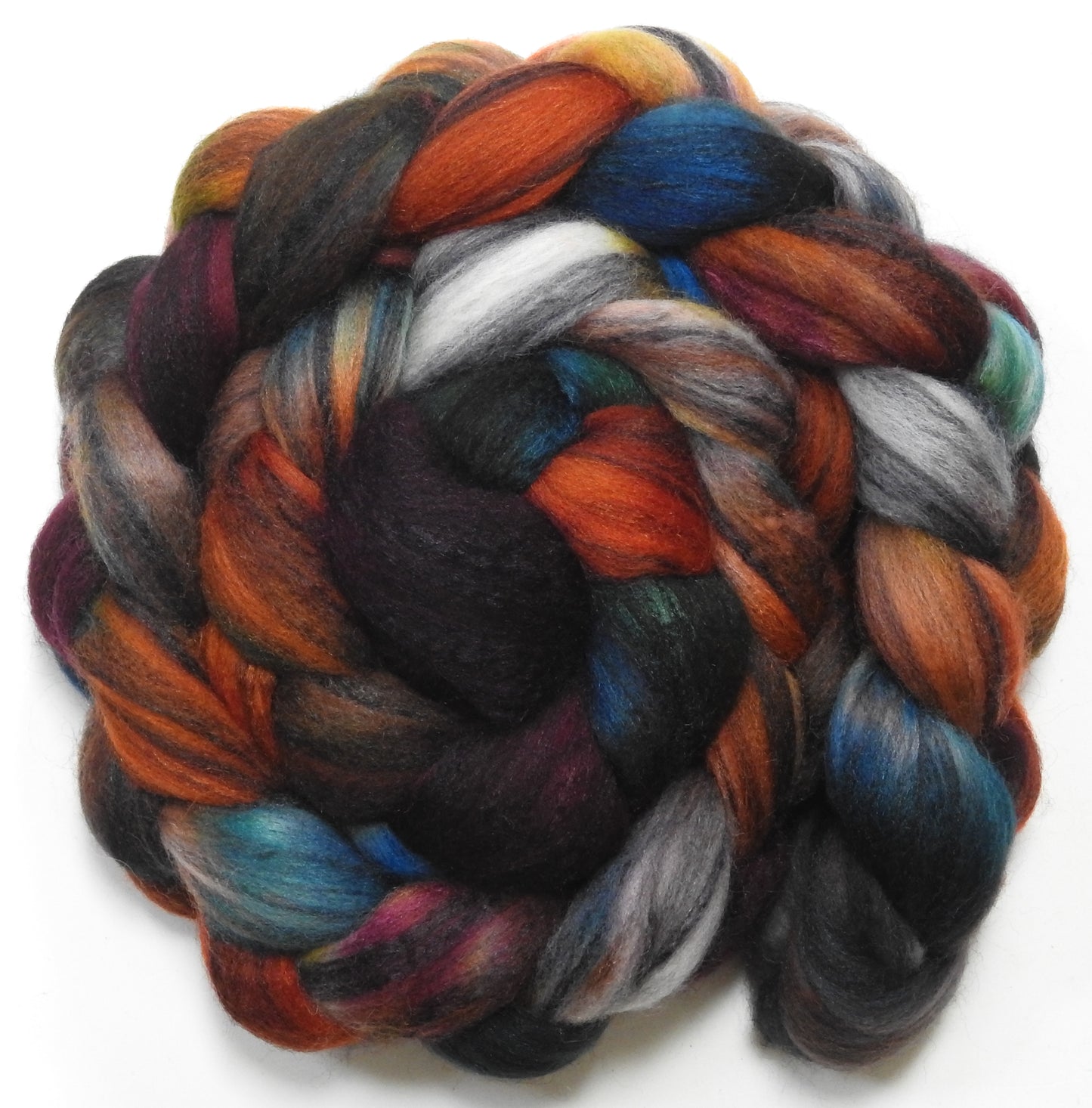 Fit as a Fiddle (5.8 oz) - Batt in a Braid #68 - Lt. Grey Shetland/ Falkland Merino / Black tussah silk (45/30/25)