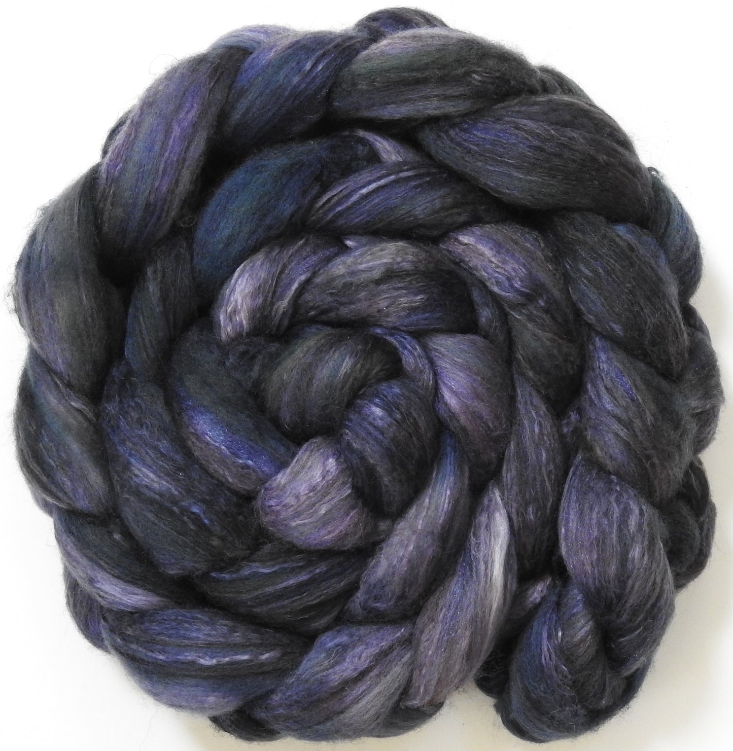 Whodunit (5.5 oz) - Batt in a Braid #7 - Polwarth/ Manx / Mulberry silk/ Firestar (30/30/30/10)