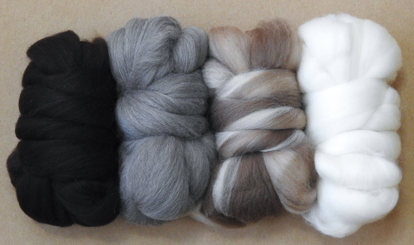 Haunui Sampler Set - (5 oz total) natural undyed Haunui Fiber from New Zealand