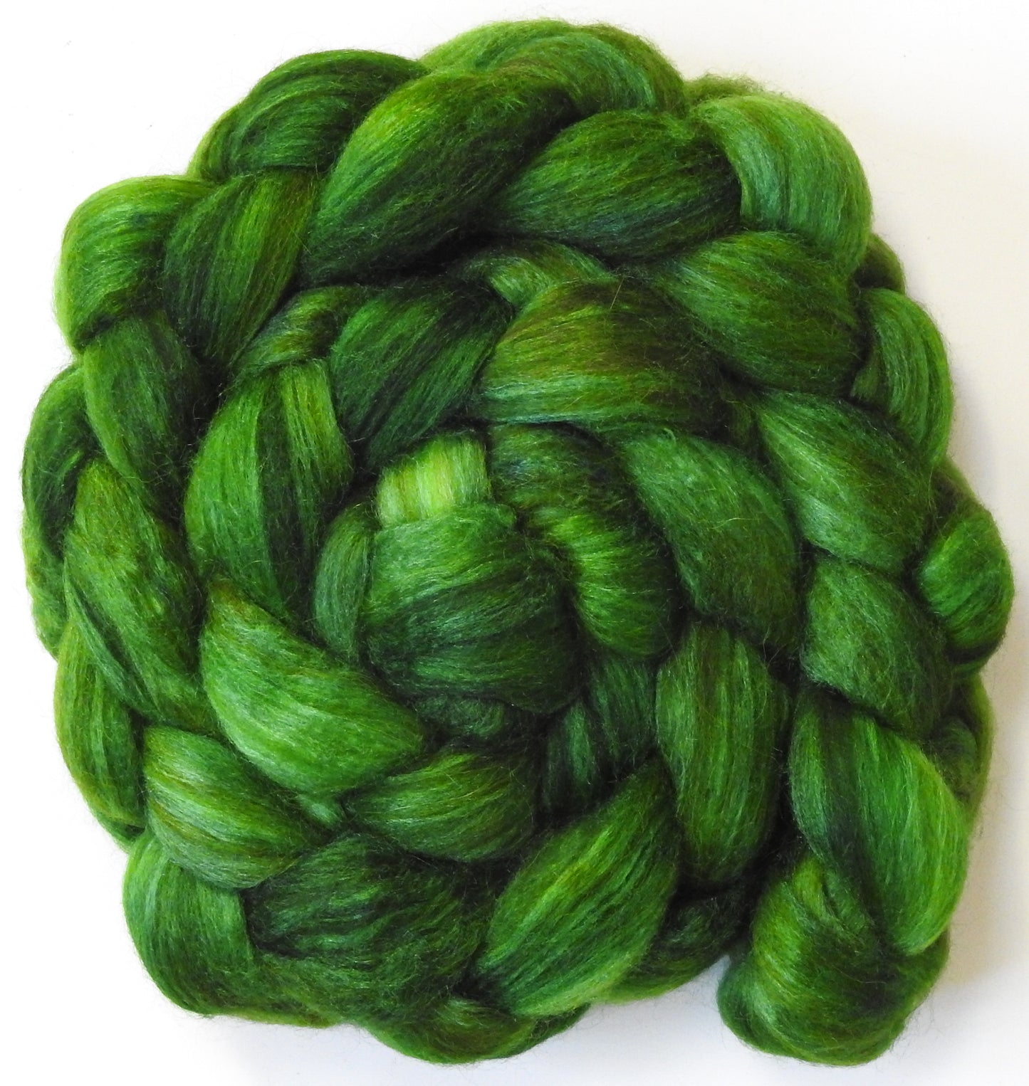 Wheatgrass (5.7 oz) - Batt in a Braid #6 - 1/3 Grey Baby Alpaca/1/3 Polwarth/ 1/3 Tussah Silk