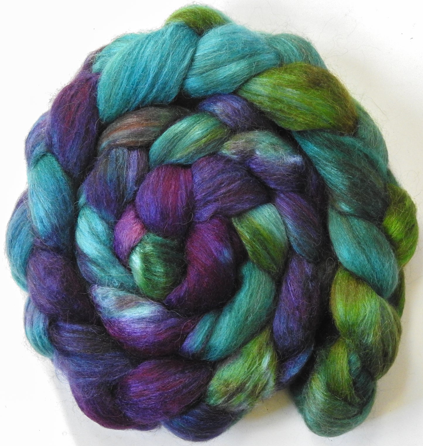 Damsel in Distress (5.7 oz) - Batt in a Braid #6 - 1/3 Grey Baby Alpaca/1/3 Polwarth/ 1/3 Tussah Silk