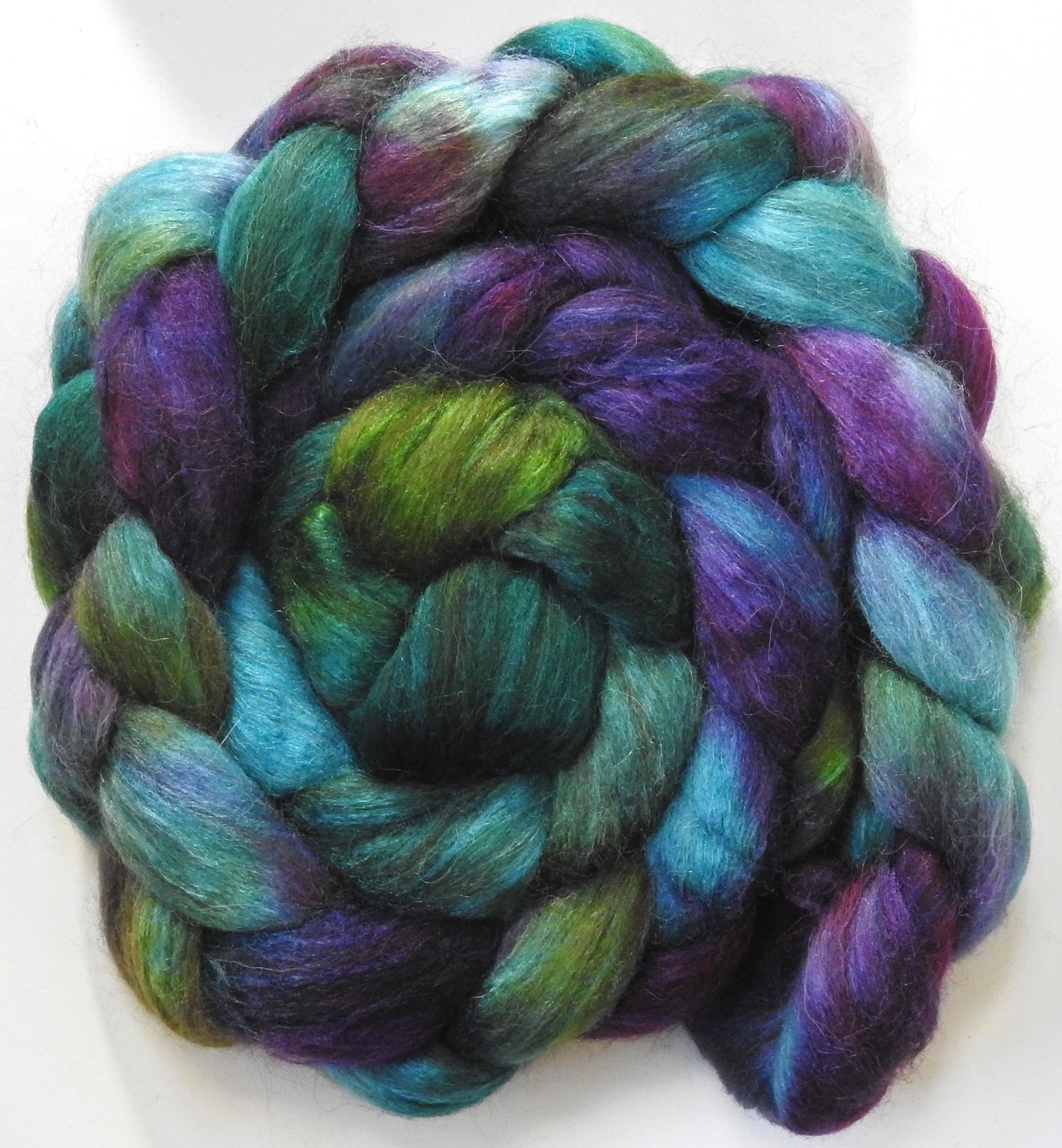 Damsel in Distress (5.7 oz) - Batt in a Braid #6 - 1/3 Grey Baby Alpaca/1/3 Polwarth/ 1/3 Tussah Silk