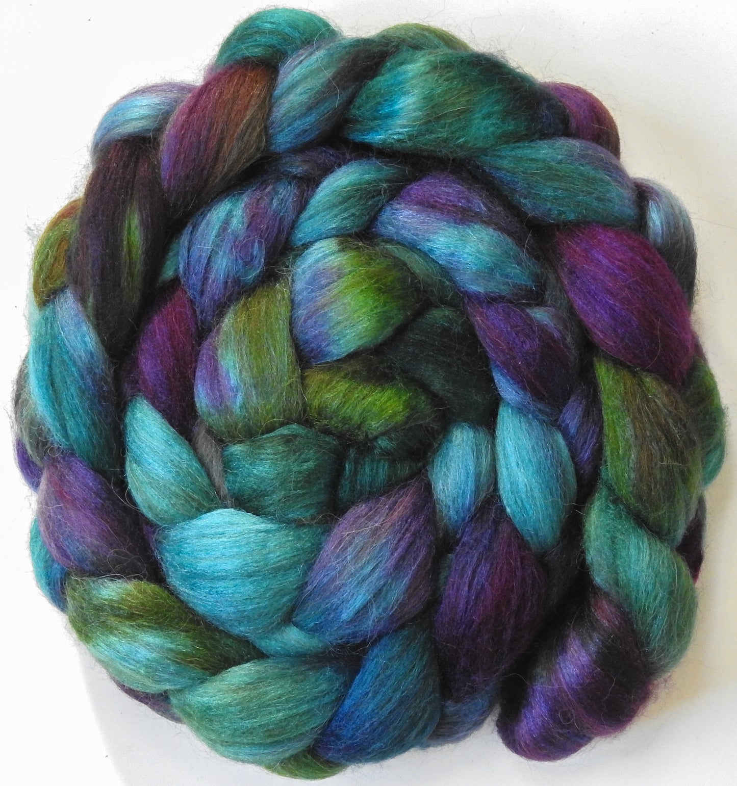 Damsel in Distress (5.7 oz) - Batt in a Braid #6 - 1/3 Grey Baby Alpaca/1/3 Polwarth/ 1/3 Tussah Silk