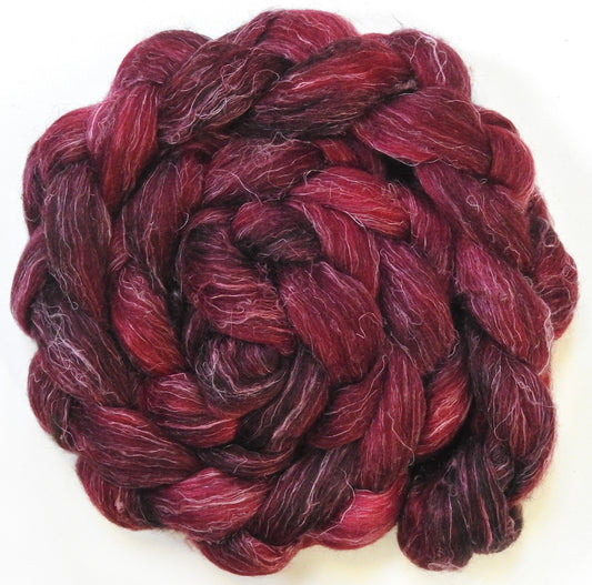 Red Velvet Cake (5.7 oz) - Batt in a Braid #3 - Polwarth/ Tussah Silk/ Flax (50/25/25)