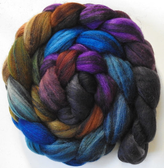 Grackle (5.7 oz) - Batt in a Braid #68 - Lt. Grey Shetland/ Falkland Merino / Black tussah silk (45/30/25)