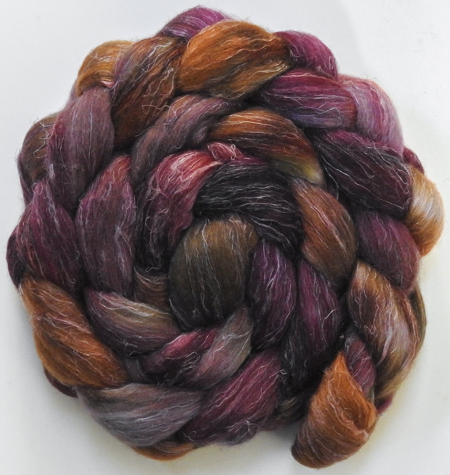Home Sweet Home (5.7 oz) - Batt in a Braid #3 - Polwarth/ Tussah Silk/ Flax (50/25/25)
