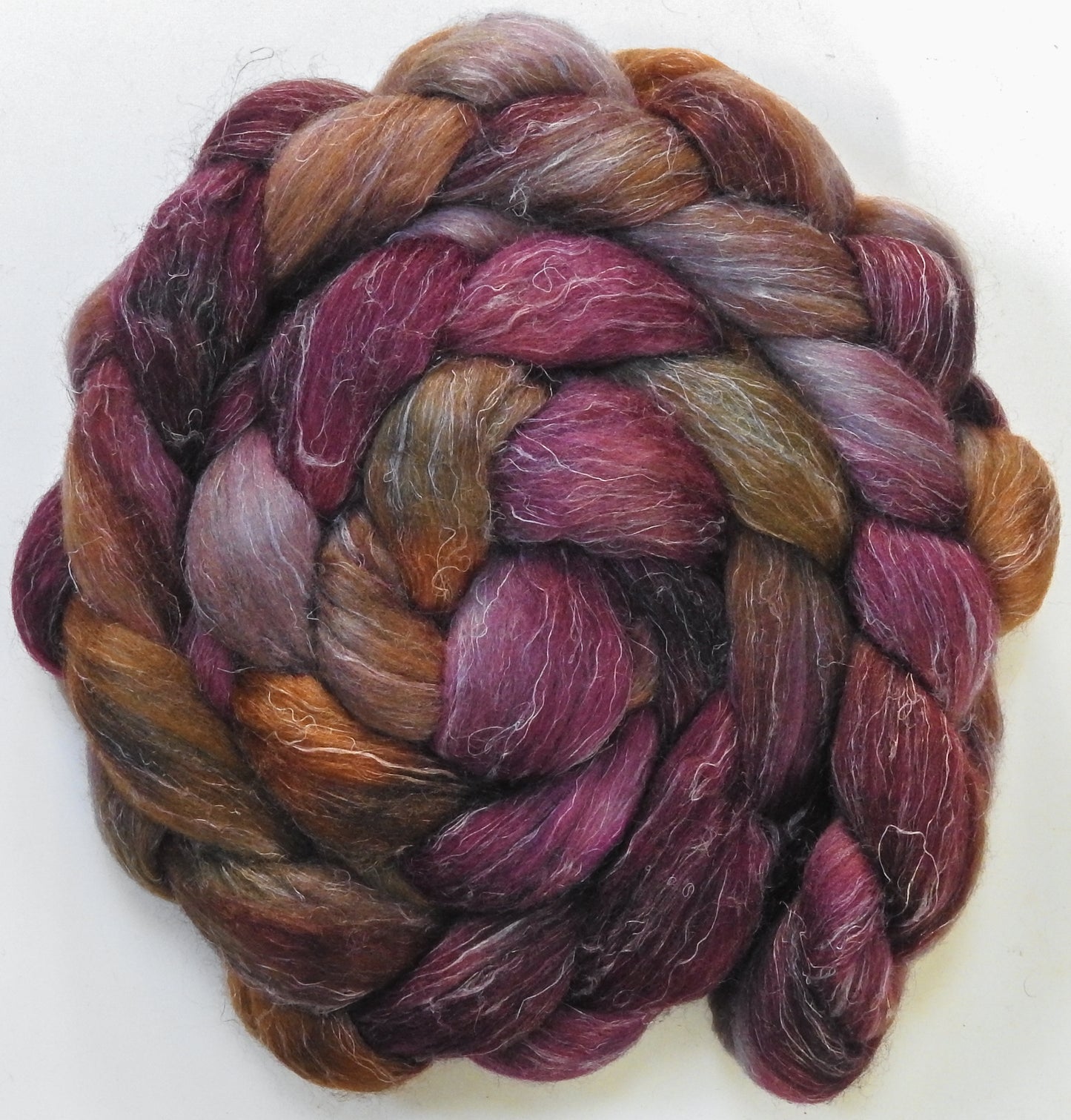 Home Sweet Home (5.7 oz) - Batt in a Braid #3 - Polwarth/ Tussah Silk/ Flax (50/25/25)