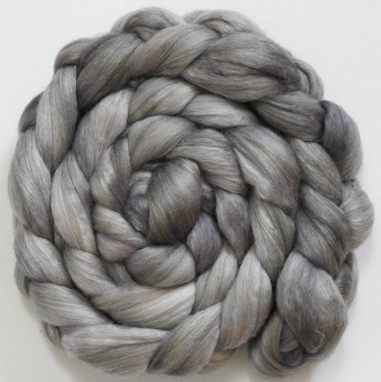 Silver Spoon (5.6 oz) - Batt in a Braid #31 - Polwarth/ Mulberry Silk / Baby Alpaca / Rainbow Firestar/ Tencel( 40/25/15/10/10)