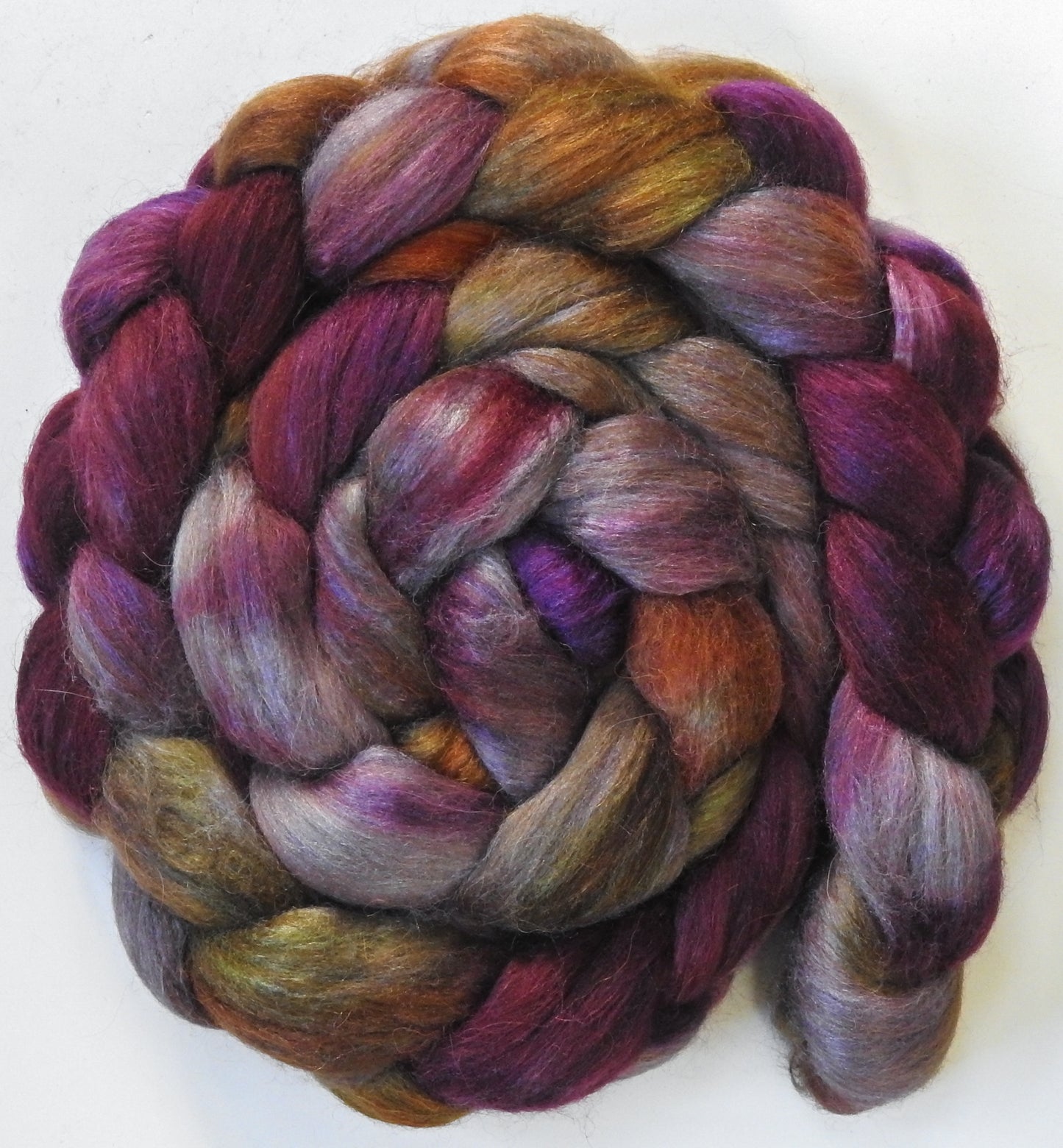 Home Sweet Home (5.7 oz) - Batt in a Braid #6 - 1/3 Grey Baby Alpaca/1/3 Polwarth/ 1/3 Tussah Silk