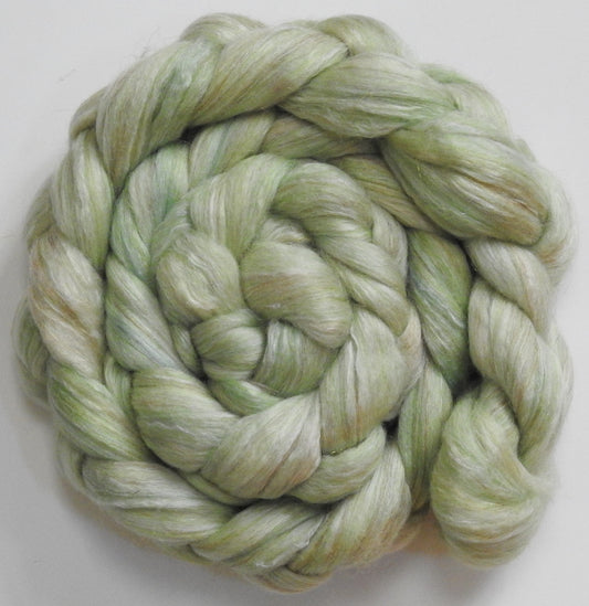 Melon (5.6 oz) - Batt in a Braid #31 - Polwarth/ Mulberry Silk / Baby Alpaca / Rainbow Firestar/ Tencel( 40/25/15/10/10)