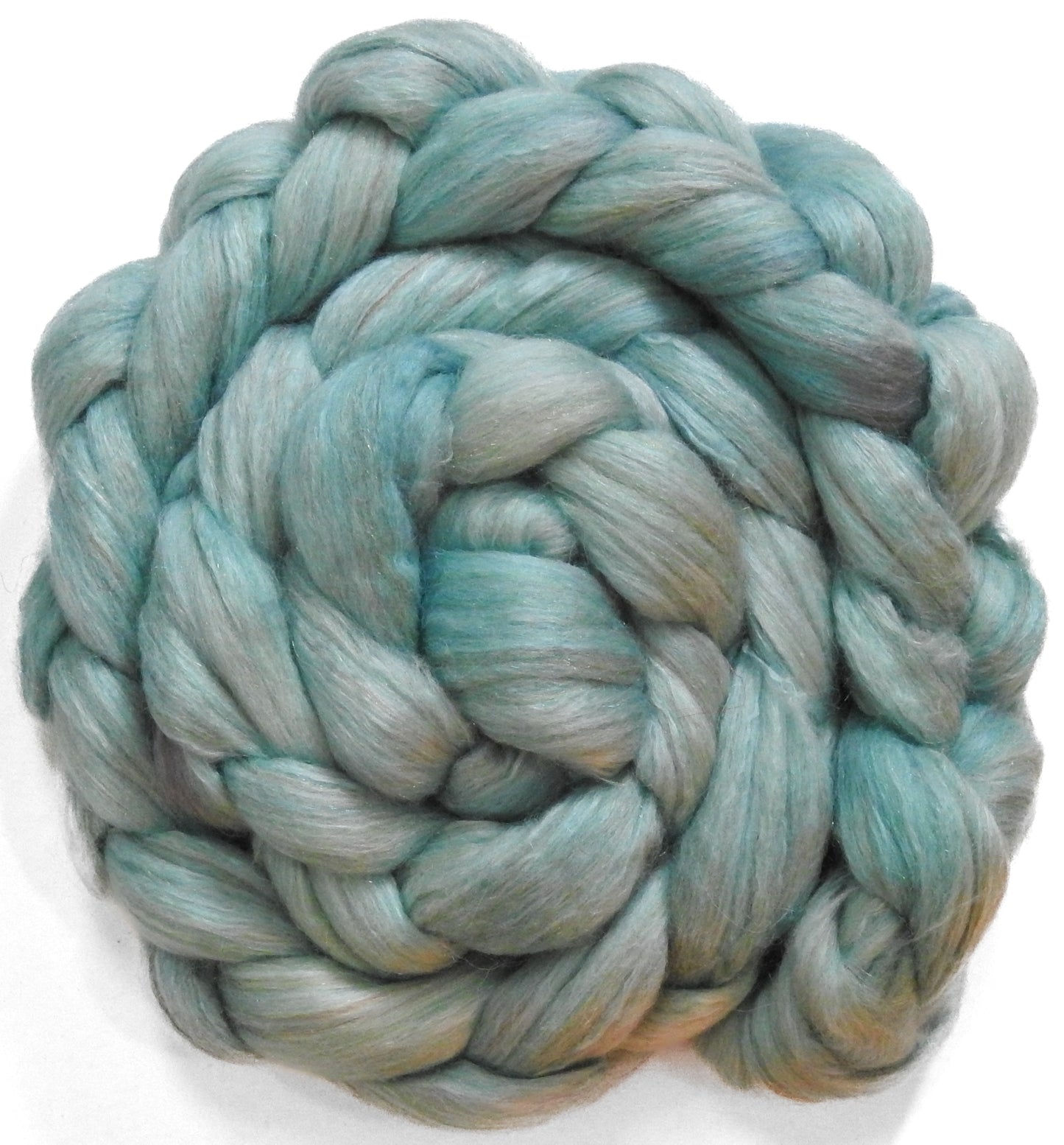 Dewdrop (5.6 oz) - Batt in a Braid #31 - Polwarth/ Mulberry Silk / Baby Alpaca / Rainbow Firestar/ Tencel( 40/25/15/10/10)