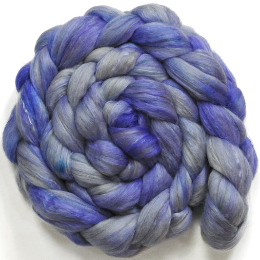 Nigella (5.5 oz) - Batt in a Braid #31 - Polwarth/ Mulberry Silk / Baby Alpaca / Rainbow Firestar/ Tencel( 40/25/15/10/10)